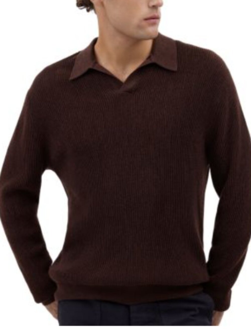 Madewell Men's Brown Merino Wool Collared Sweater Medium